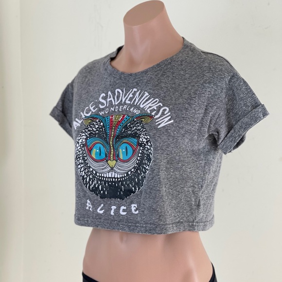 Choies Cheshire Cat Crop Top in Grey - Picture 5 of 10